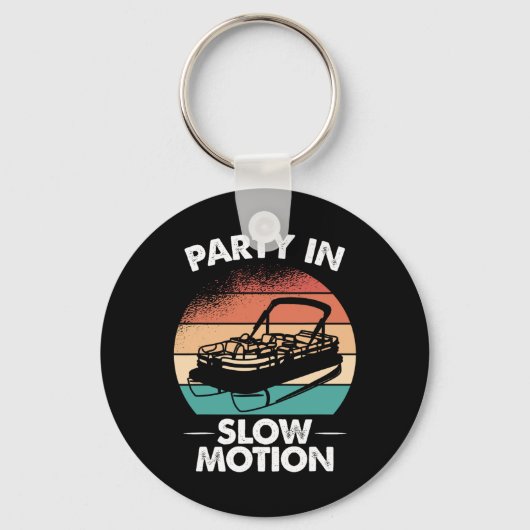 Party In Slow Motion Pontoon Boat Sunset  キーホルダー (正面)