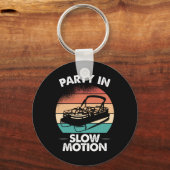 Party In Slow Motion Pontoon Boat Sunset  キーホルダー (正面)
