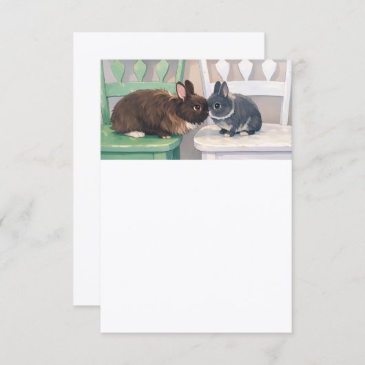 Party Invitation - Two Rabbits Design 招待状 (正面/裏面)