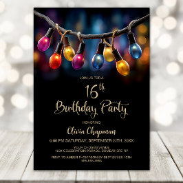 Party Lights 16th Birthday Party 招待状