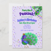 Party Like A Peacock Birthday 招待状 (正面)