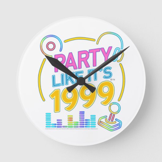 Party Like It’s 1999®™ – ネオンサウンドトラック ラウンド壁時計 (正面)