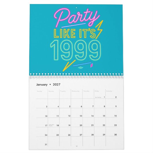 Party Like It’s 1999®™ – Neon Voltage カレンダー (1月 2027)
