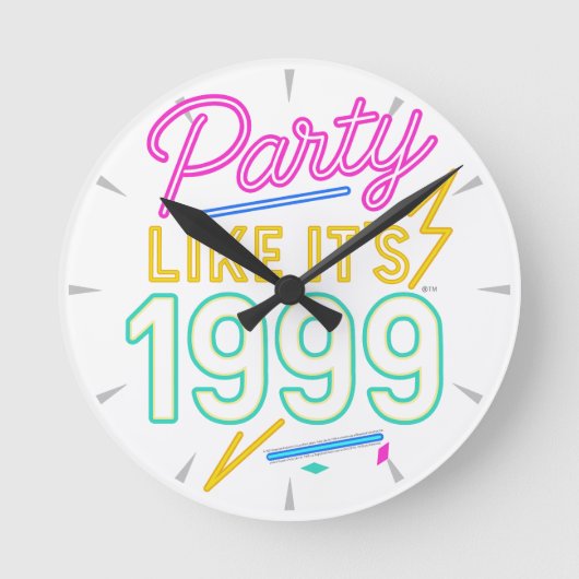 Party Like It’s 1999®™ – Neon Voltage ラウンド壁時計 (正面)