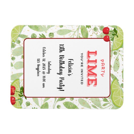 Party "Lime" Invitation マグネット (横)
