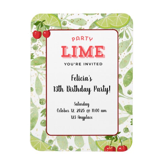 Party "Lime" Invitation マグネット (縦)