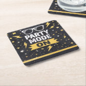 Party Mode On Birthday Party Drink Coaster スクエアペーパーコースター (アングル)