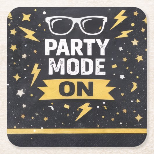 Party Mode On Birthday Party Drink Coaster スクエアペーパーコースター (正面)