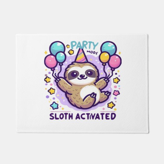 Party Mode Sloth Activated Birthday Balloon Sloth  ドアマット (正面)