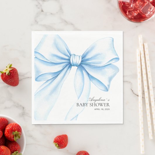 Party Napkins for baby shower with adorable bow. スタンダードランチョンナプキン (インサイチュ)
