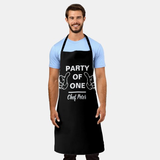Party Of One Chef Apron - Funny Custom Kitchen エプロン (着用した状態)