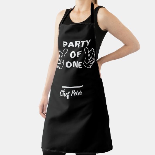 Party Of One Chef Apron - Funny Custom Kitchen Gif エプロン (インサイチュ)