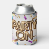 Party On Gold Text Streamers 缶クーラー (缶正面)