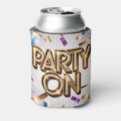 Party On Gold Text Streamers 缶クーラー (缶裏面)
