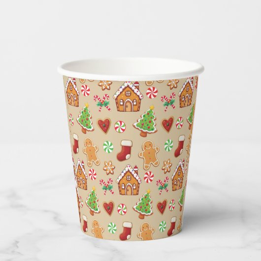 Party Paper Cups Christmas Gingerbread Print 紙コップ (裏面)
