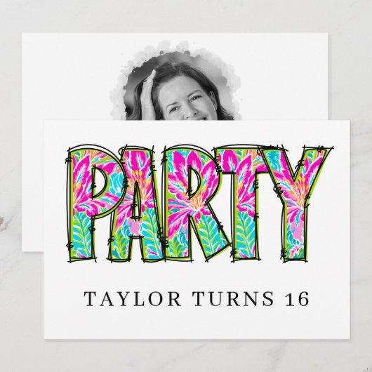 * PARTY PHOTO Birthday Any  Event Personalize 招待状 (正面/裏面)