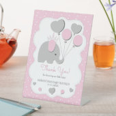 Party Pink gray tone Elephant Baby Shower Girl 台座サイン (インサイチュ)