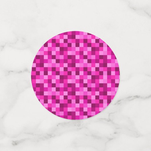 Party Pink Pixels Confetti, Pixelated Pattern コンフェッティ (スモール正面)