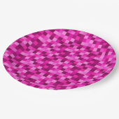 Party Pink Pixels Paper Plates, Party Plates ペーパープレート (アングル)