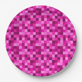 Party Pink Pixels Paper Plates, Party Plates ペーパープレート