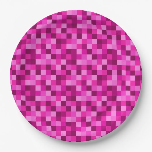 Party Pink Pixels Paper Plates, Party Plates ペーパープレート (正面)