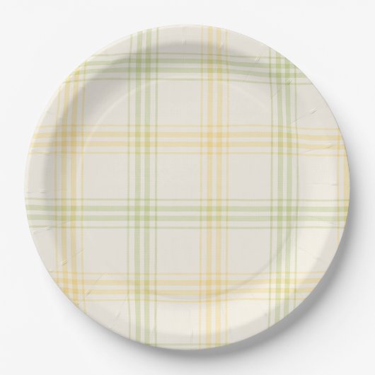 Party Plate | Lime & Lemon Plaid | Gin & Tonic ペーパープレート (正面)