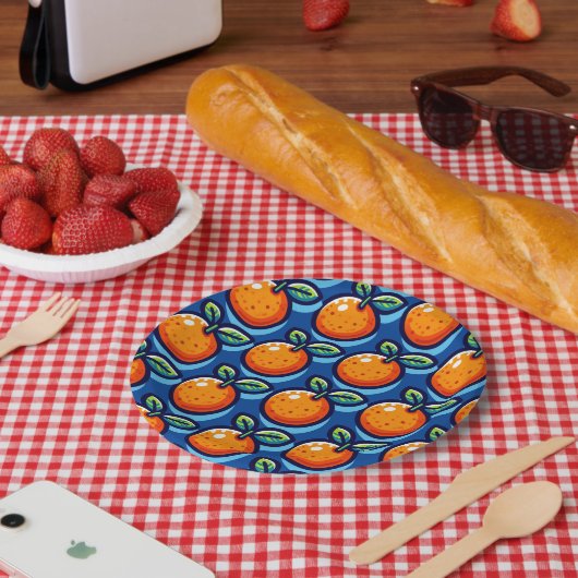 party plate with simple orange design ペーパープレート (ピクニック)