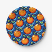 party plate with simple orange design ペーパープレート (正面)