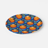 party plate with simple orange design ペーパープレート (アングル)