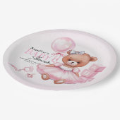 Party Plates for baby shower teddy bear. ペーパープレート (アングル)