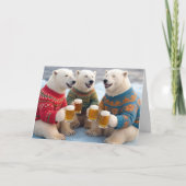 Party Polar Bears Wearing Christmas Ugly Sweaters カード (正面)