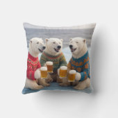 Party Polar Bears Wearing Christmas Ugly Sweaters クッション (裏面)