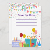 Party Props Colorful 招待状 (正面/裏面)