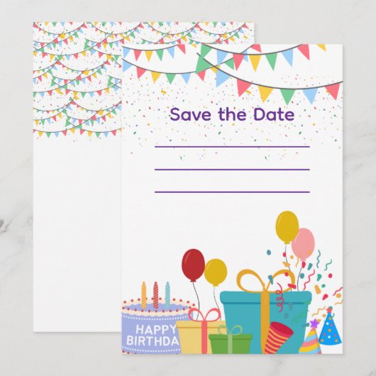 Party Props Colorful 招待状 (正面/裏面)