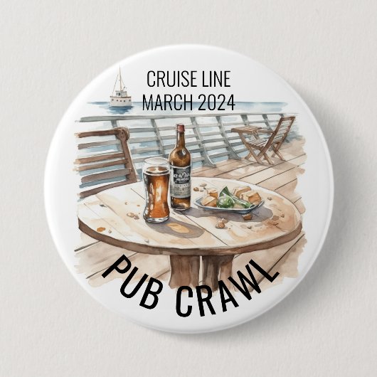 Party Pub Crawl Cruise Line Bachelorette 缶バッジ (正面)