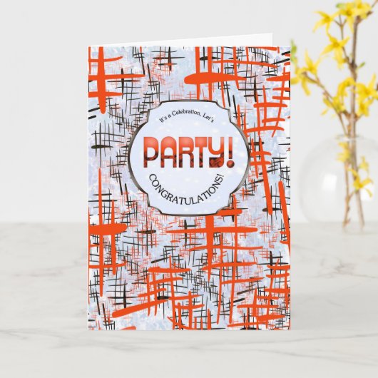 Party! Retro Modern Congratulations Card カード (黄色い花)