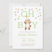 Party Teddy Bear Oh Boy Baby Shower Invitation 招待状 (正面)