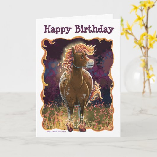 Party Time Fire Horse カード (黄色い花)