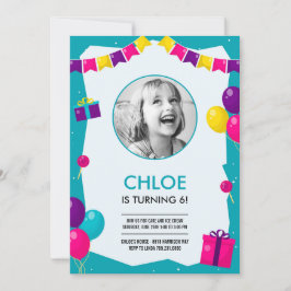 Party Time Photo Birthday Invitation 招待状