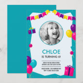 Party Time Photo Birthday Invitation 招待状 (正面/裏面)