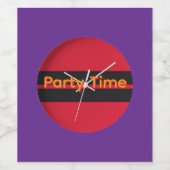Party Time Red Clock Design Purple  ワインラベル (シングルラベル)