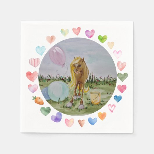 Partyservietten mit Pferdemotiv, Pony Party スタンダードカクテルナプキン (正面)