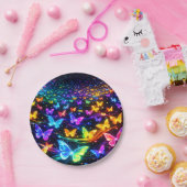 Partyteller Neon Schmetterlingsmotiv ペーパープレート (パーティー)