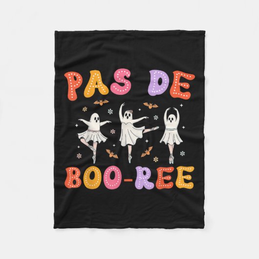 Pas De Boo-rée Ghost Ballet Dancer Halloween Dance フリースブランケット (正面)