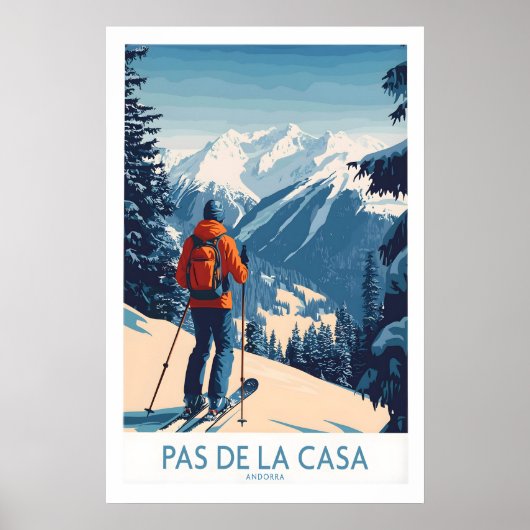 Pas de la Casa Andorra Ski Print Pyrenees Winter ポスター (正面)