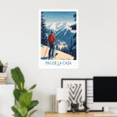 Pas de la Casa Andorra Ski Print Pyrenees Winter ポスター (ホームオフィス)