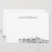 Pasadenaスカイラインスケッチパーソナライズされたノートカード ノートカード (正面/裏面)