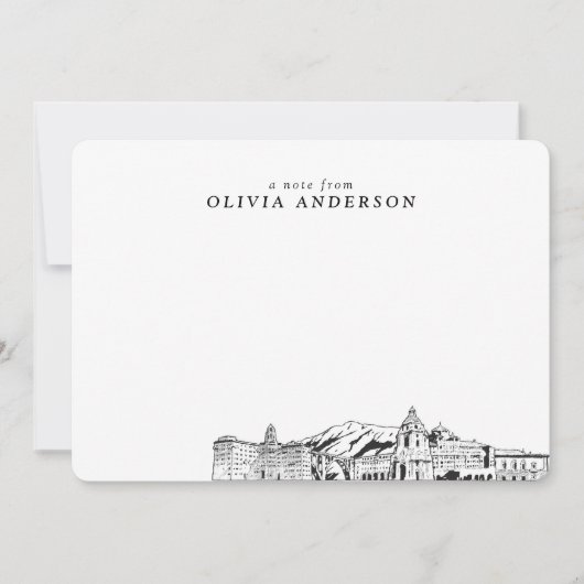 Pasadenaスカイラインスケッチパーソナライズされたノートカード ノートカード (正面)