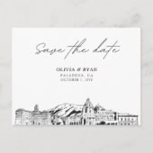 Pasadena日付はがきエレガントな結婚式を保存 ポストカード (正面)
