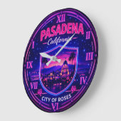 Pasadena California City of Roses ラージ壁時計 (傾斜)